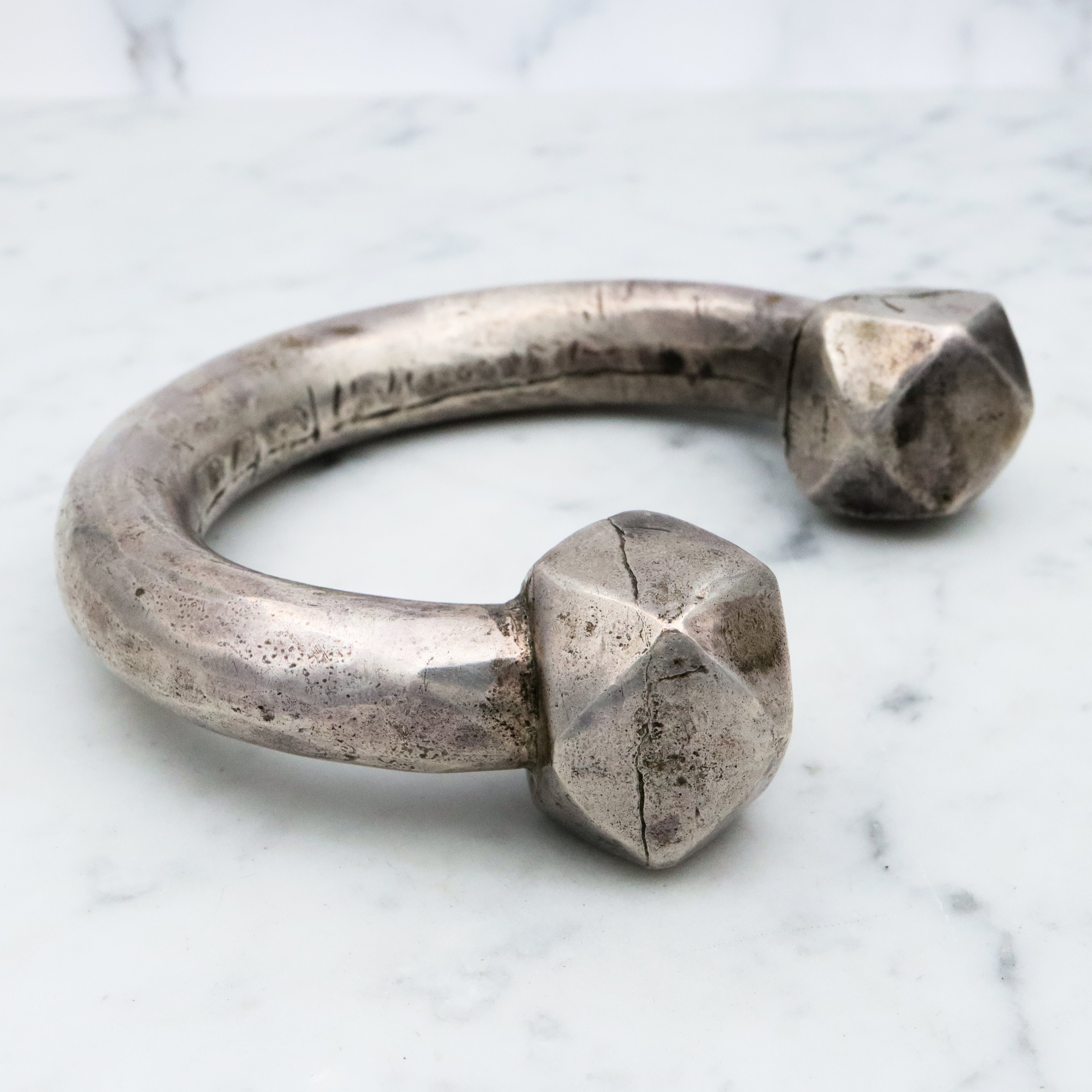 Antique African tribal Fulani style silver arm cuff